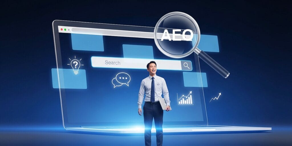 AEO Maturity Model, AI Search Optimization, AEO, Generative Search, AI Answer Engines, SEO to AEO, Structured Data, Schema Markup, Entity Optimization, Knowledge Graph, Brand Narrative Control, Content Strategy, AI Readiness, Generative AI in Search,