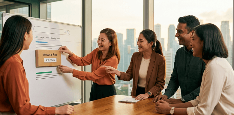 AEO Singapore, Answer Engine Optimization, Sotavento Medios, Jeremy Lee, 32-tier AI framework, Zero-Click Search Singapore, Topical Authority Singapore, Lifetime AEO Service, AI Content SEO, Singapore Business Digital Strategy, Answer Box Dominance
