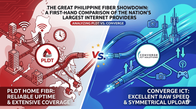 PLDT vs Converge, internet in the Philippines, fiber internet comparison Philippines, PLDT Home Fibr, Converge ICT reliability, best ISP Philippines, Philippine broadband speed