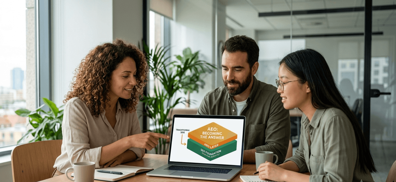 AEO strategy, answer engine optimization, SEO and AEO, GEO generative engine optimization, optimize for AI overviews, featured snippet optimization, future of search, voice search optimization.