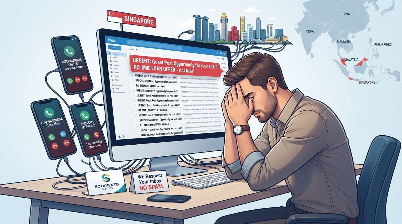 Singapore SMEs, Business Productivity, Telemarketing Spam, Digital Marketing Ethics, Email Inbox Management, Sotaventomedios, Spam Protection, Inbound Marketing, SEO Guest Posts, Business Operations Singapore