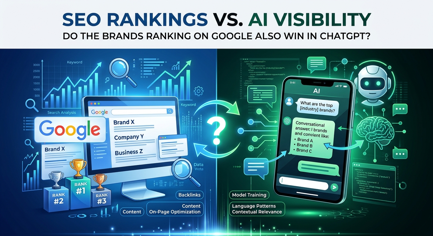 AI Visibility, SEO Rankings, ChatGPT SEO, AI Search Optimization, Generative Engine Optimization, Answer Engine Optimization, Google Rankings, Brand Visibility